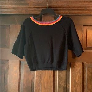 Black Rainbow Collar Crop Top